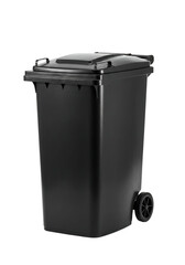Black wheelie bin isolated transparent background