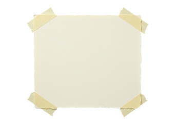 Blank paper sheet with torn edges and tape
