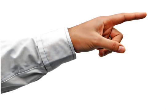 Human hand pointing with index finger isolated on a transparent background image