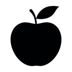 Clean Silhouette of Apple with a leaf on White Background
