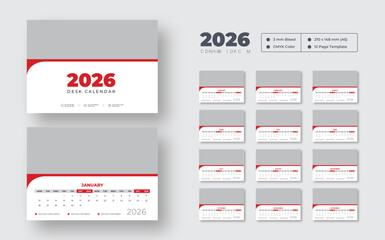 2026 desk calendar template | 12-month editable layout | Clean printable design for desktop organization