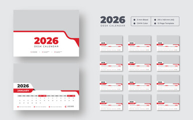 2026 desk calendar template | 12-month editable layout | Clean printable design for desktop organization
