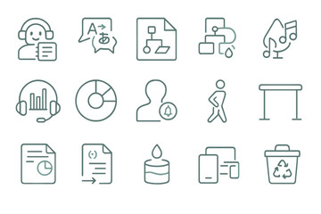 Fototapeta premium Icons of communication, collaboration, and creativity in a modern workspace setting