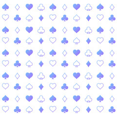 Gradient Seamless Vector Pattern with Spade, Heart, Club, and Diamond Icons