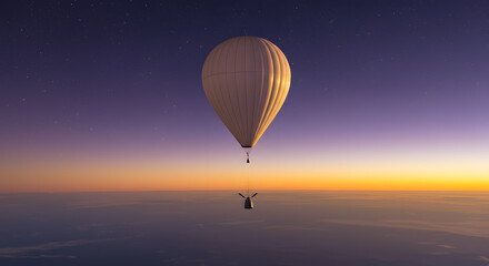 Fototapeta premium Experience breathtaking space tourism aboard a luxurious hot air balloon under a starlit evening sky