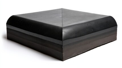 Black rubber block with smooth edges for industrial applications