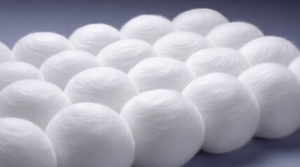 Collection of white round objects on soft background with overhead lighting