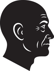Senior Bald Man Head Profile Silhouettes Icon