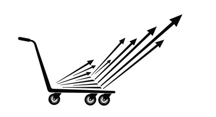 Fototapeta premium Shopping cart with arrows indicating upward growth and success