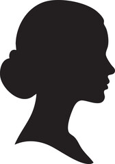 Elegant Female Head Profile Silhouettes with Low Bun