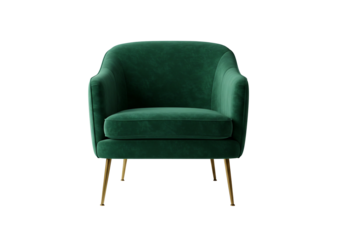 Emerald green armchair with golden legs