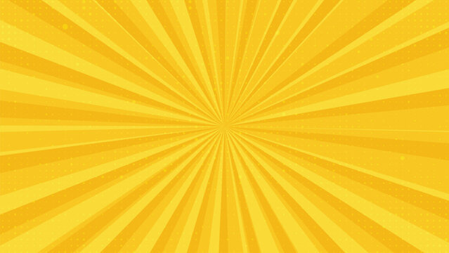 Classic comic book style sunburst in a brilliant yellow hue a bold and energetic radial pattern with a subtle vintage texture ideal for retro themes and impactful visuals