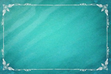Elegant Teal Background with Ornate White Frame, Perfect for Design Projects and Artistic Endeavors