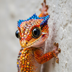 Golden gecko macro — sparkling reptile with gem-like skin and glossy eyes in 8K ultra-realistic close-up