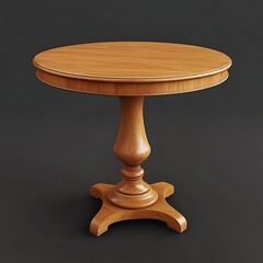 Classic wooden round table with elegant design and stand.