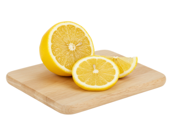 Lemon slices on wooden board isolated