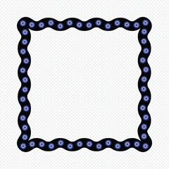 neon wavy light frame border vector with glowing circular elements in a modern square design style on a transparent background.