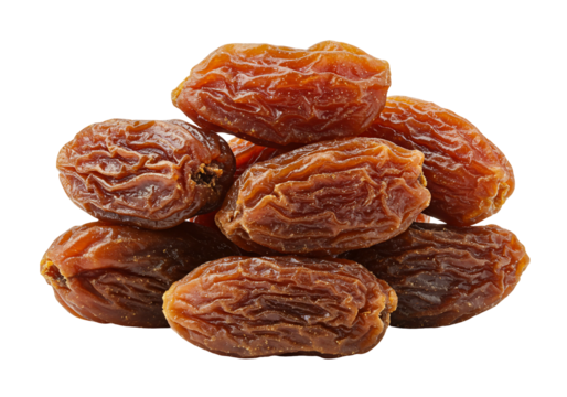 Pile of dates fruit close up isolated on transparent background