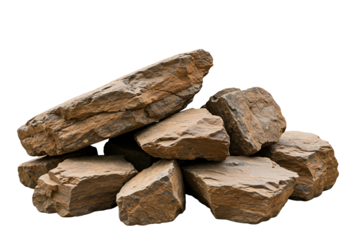 Pile of weathered stones with rough texture and varied shapes