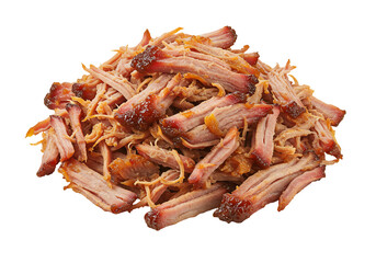 Obraz premium Shredded pork meat isolated on transparent background culinary illustration