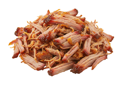 Shredded pork meat isolated on transparent background culinary illustration