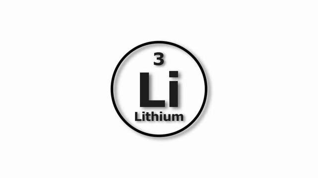 Lithium Mole icon animation. 3 Number Lithium icon, on white background 4k video.