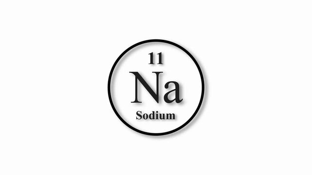 Sodium Mole icon animation. 11 Number Sodium icon, on white background 4k video.
