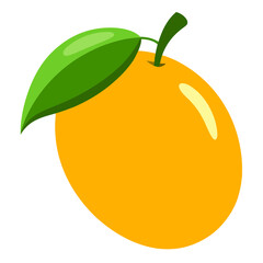 Illustration of a vibrant orange fruit with a green leaf, , perfect for healthy eating and tropical fruit themes