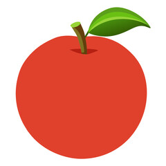 Vector art of a single red apple with a green leaf, showcasing its smooth skin, vibrant color, and refreshing taste