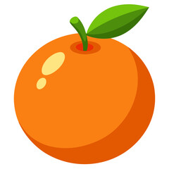 Illustration of a single orange with a leaf, a healthy and delicious fruit, perfect for snacks and desserts