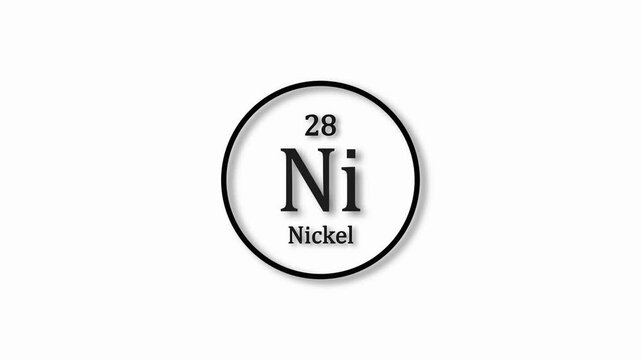 Nickel Mole icon animation. 28 Number Nickel icon, on white background 4k video.