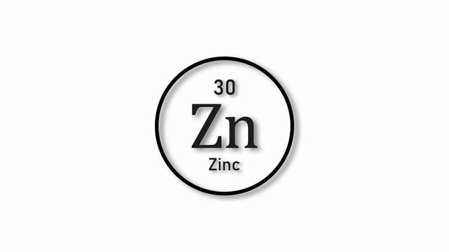 Zinc Mole icon animation. 30 Number Zinc icon, on white background 4k video.