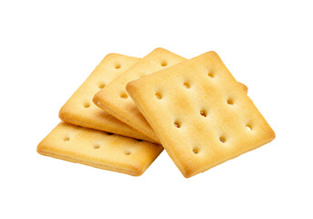 Stack of square crackers isolated on transparent background