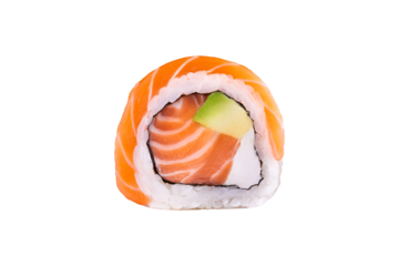 Double salmon philadelphia sushi roll with avocado and cream cheese

Uramaki roll with salmon topping and salmon inside

Classic philadelphia sushi with salmon, avocado and cheese
