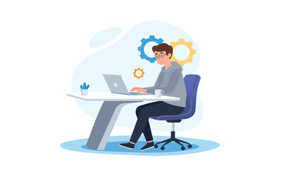 Digital Workstation: An individual engaged in focused work at a modern digital workstation, immersed in the tasks at hand, showcasing a blend of technology and concentration.