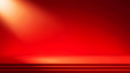 Vivid red stage with bright spotlight and layered platform image