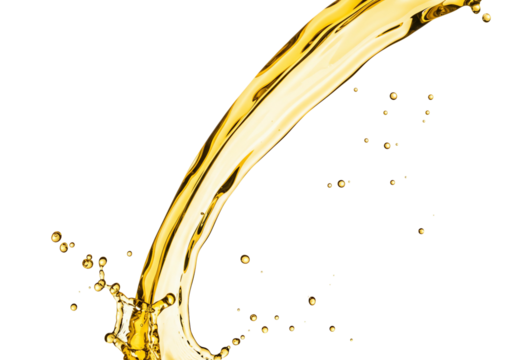 Yellow liquid pouring splash transparent background
