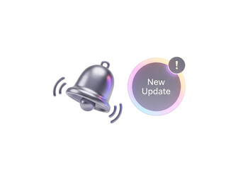 Ringing bell with a new update alert on transparent background