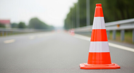 Stay safe on the road with this vibrant traffic cone, ensuring construction zone and highway safety for drivers and road maintenance crews