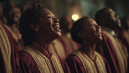 Joyful choir singing with faith and passion in elegant robes bringing hope and inspiration to community gathering