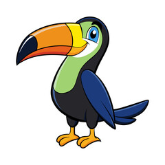 cartoon toucan with oversized colorful beak