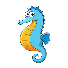 Fototapeta premium funny cartoon seahorse with big round belly