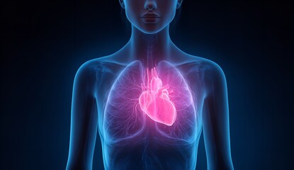 See the human heart beating inside a luminous body highlighting life and vitality for medical illustrations