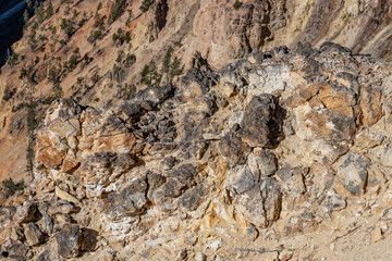 Plateau Rhyolite - Upper Basin Member. Grand View, Grand Canyon of the Yellowstone North Rim Drive. Yellowstone National Park , Wyoming. 