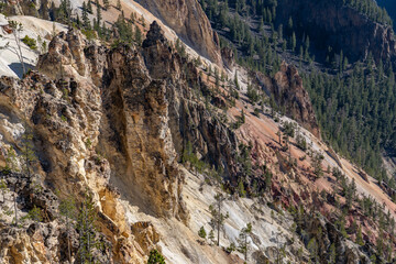 Plateau Rhyolite - Upper Basin Member. Grand View, Grand Canyon of the Yellowstone North Rim Drive. Yellowstone National Park , Wyoming. 