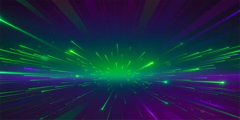 Obraz premium Bright blue abstract space background with glowing laser light rays and starburst effect