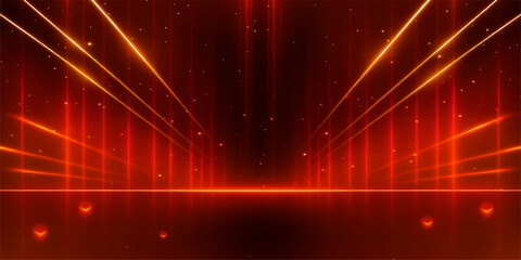 Abstract red background with glowing light design for a concert stage show or party event
