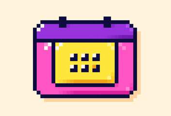 8 bit simple color Pixel game calendar.