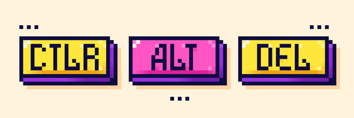 Ctrl alt del inscriptions on a colored background.