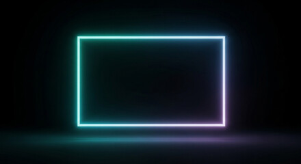 Stunning neon rectangle glows with vibrant cyan and magenta hues against a dark backdrop, perfect for modern designs and captivating visuals